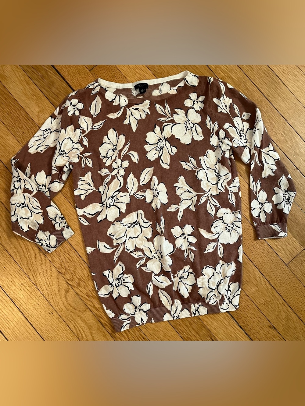 Cotton Ann Taylor Sweater Floral Size Small